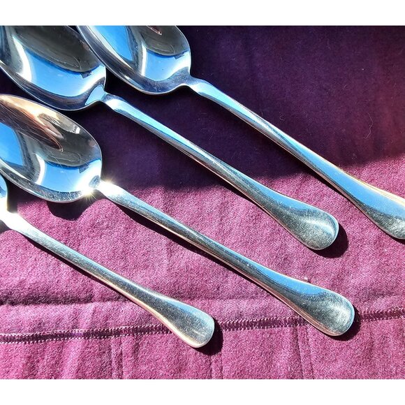 4 Escapade by Dansk Oval Soup Spoons 6" plain rounded end vtg minimalist MCM - Picture 4 of 7